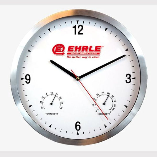 Ehrle Logo Wall Clock With Thermometer & Hygrometer